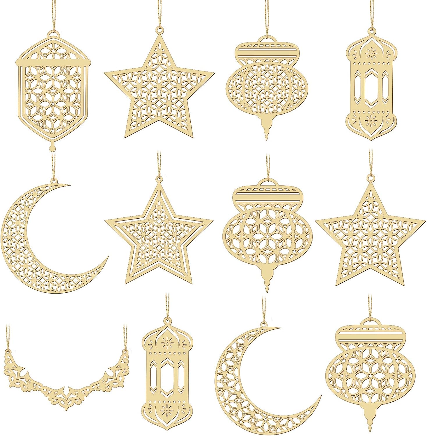 تعليقة ديكورية من 12 قطعة من راينمي بتصميم إسلامي بعبارة رمضان كريم
