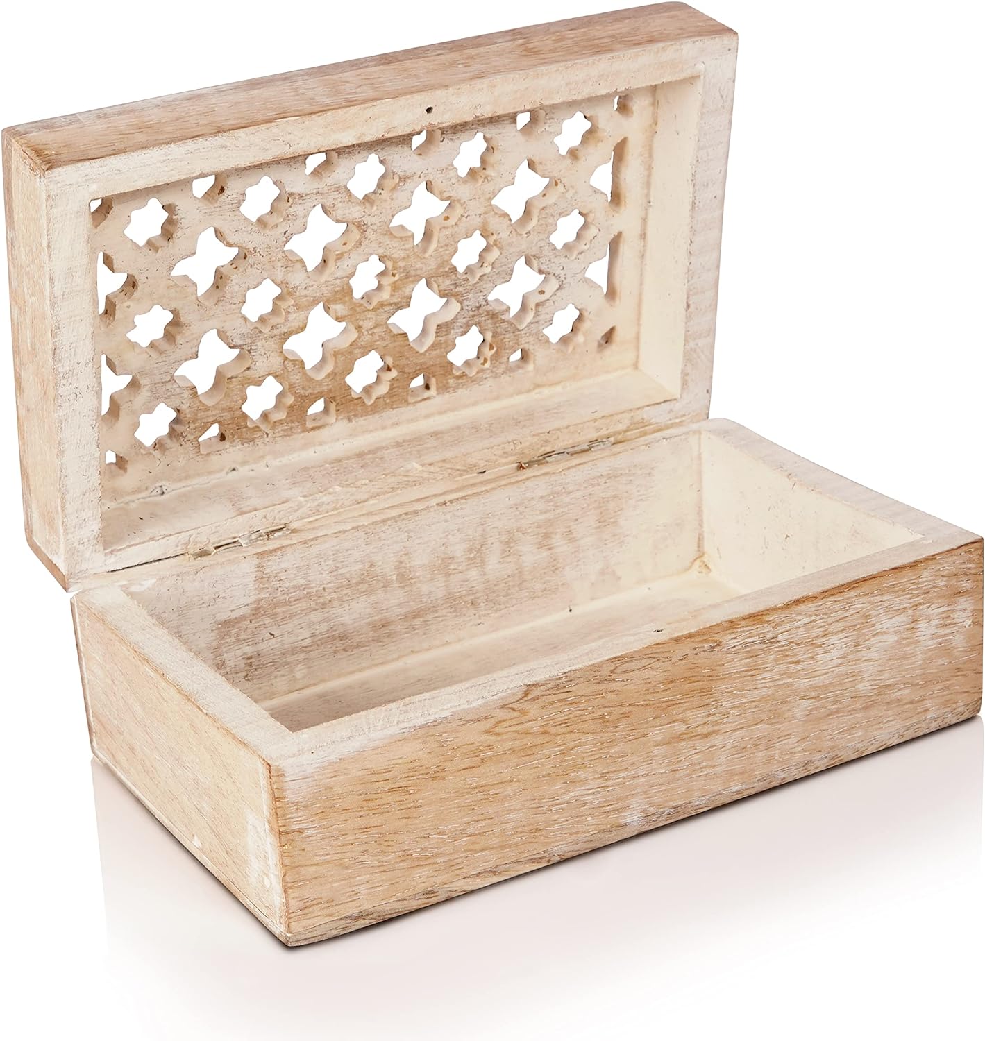 صندوق تذكاري خشبي مع غطاء مفصلي بتصميم تعريشة
